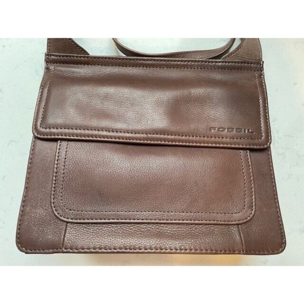 NEW Vintage Fossil Brown Soft Leather Fold Out Organizer Crossbody Sling Purse